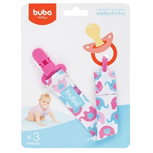 PRENDEDOR CHUPETA BUBA ELEFANTINHO ROSA 7480 1UN
