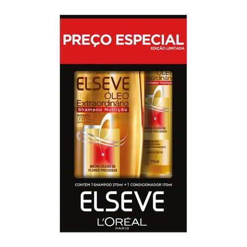 KIT ELSEVE OLEO EXTRAORDINARIO SHAMPOO 375ML+CONDICIONADOR 170ML