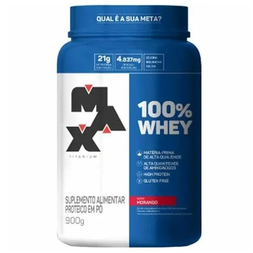 Max 100% Whey Morango 900G
