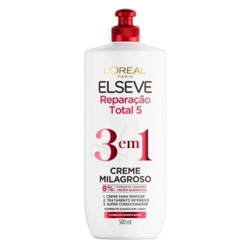 CREME MILAGROSO ELSEVE 3 EM 1 REPARACAO TOTAL 5 500ML